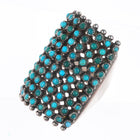 sz6 80 stone turquoise 1940's Vintage Zuni sterling silver snake eye ring