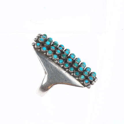 sz6 80 stone turquoise 1940's Vintage Zuni sterling silver snake eye ring