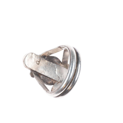 sz13 c1950's P Navajo sterling silver 3 stone turquoise men's ring