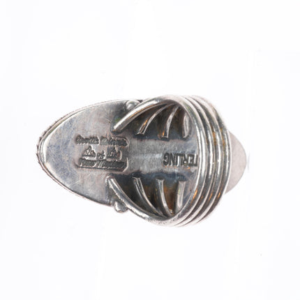 sz9 Orville Tsinnie Navajo Bisbee turquoise high grade sterling silver long ring