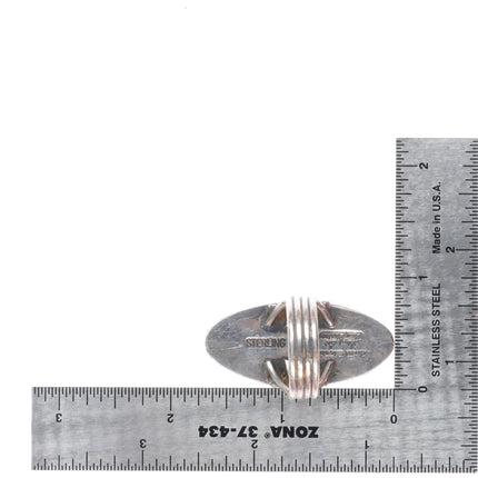 sz9 Orville Tsinnie Navajo Bisbee turquoise high grade sterling silver long ring