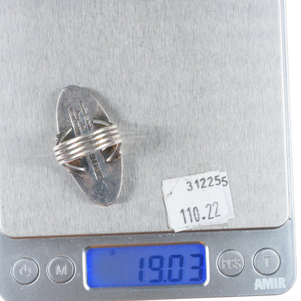 sz9 Orville Tsinnie Navajo Bisbee turquoise high grade sterling silver long ring