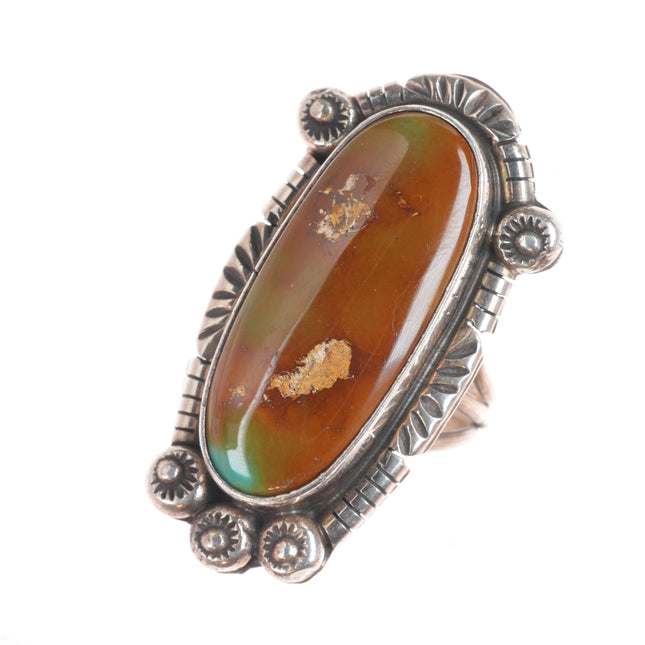 sz8 B Lee Navajo sterling silver Royston turquoise long ring