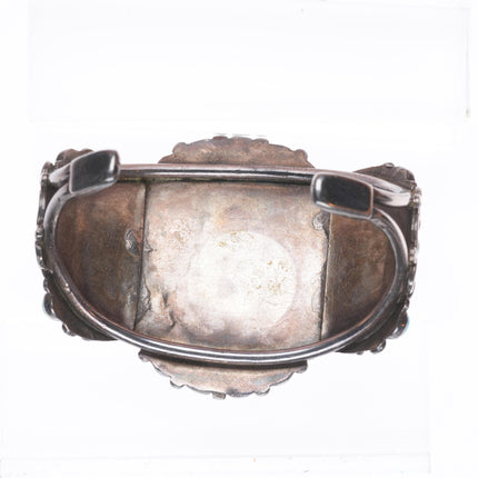 6.25" 1930's Zuni turquoise cluster cuff bracelet ingot/sterling silver