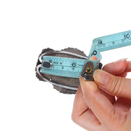 6.25" 1930's Zuni turquoise cluster cuff bracelet ingot/sterling silver