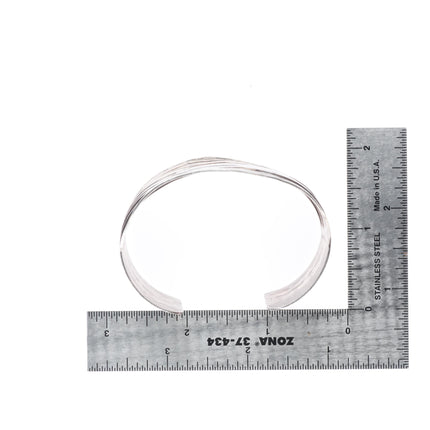 6.5" c1940's Navajo sterling silver split face stamped sides cuff bracelet