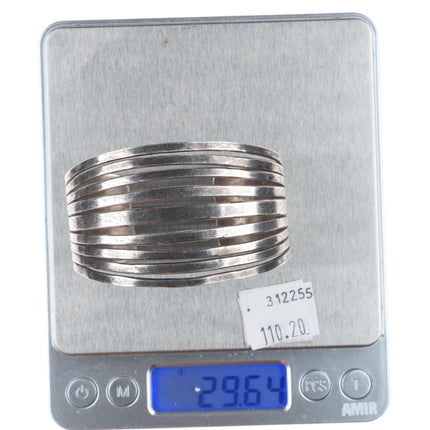 6.5" c1940's Navajo sterling silver split face stamped sides cuff bracelet