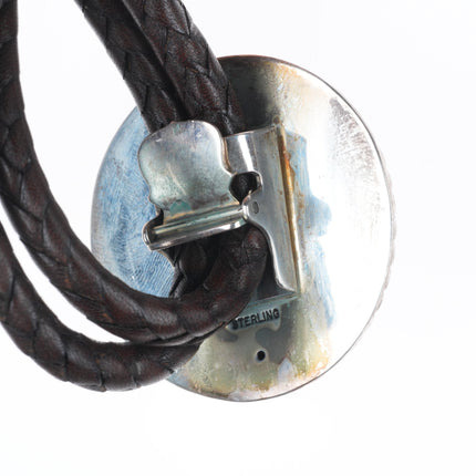 Edward Bohlin "Chief Red Wolf" Sterling silver hand engraved bolo tie Indian