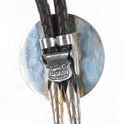 Edward Bohlin "Chief Red Wolf" Sterling silver hand engraved bolo tie Indian