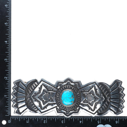 Huge Emerson Bill Navajo sterling silver heavy deep stamped belt buckle