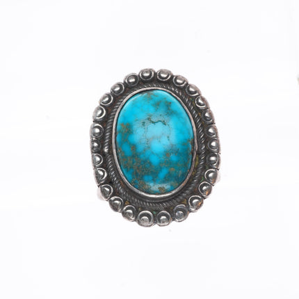 sz7 Vintage 30's-40's Lone Mountain Turquoise Navajo sterling silver ring