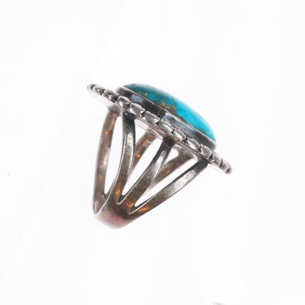 sz7 Vintage 30's-40's Lone Mountain Turquoise Navajo sterling silver ring