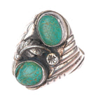 sz9 50's-60's Vintage Navajo sterling silver green turquoise long men's ring
