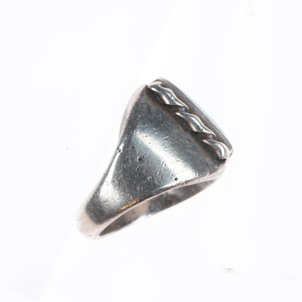 sz9 40's-50's Vintage Navajo sterling silver ring with nice square turquoise