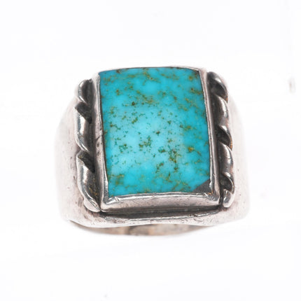 sz9 40's-50's Vintage Navajo sterling silver ring with nice square turquoise