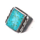 sz9 40's-50's Vintage Navajo sterling silver ring with nice square turquoise