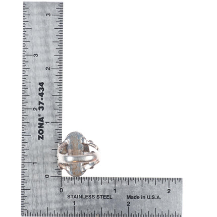 sz6.5 1940's Blue Gem Turquoise vintage Navajo sterling silver rope bezel ring