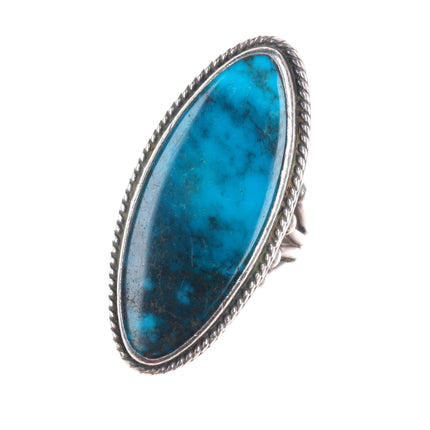 sz9 Orville Tsinnie Navajo Bisbee turquoise high grade sterling silver long ring
