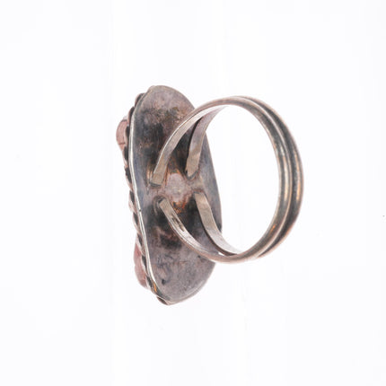 sz8 Vintage Zuni sterling silver carved turquoise butterfly ring