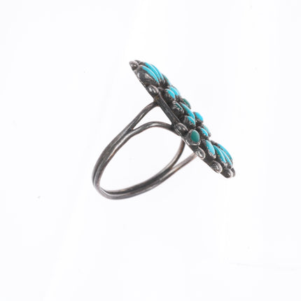 sz7 c1940's Vintage Zuni sterling silver petit point turquoise ring