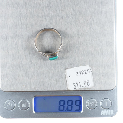 sz9 20's-30's Vintage Zuni ingot silver turquoise cluster ring