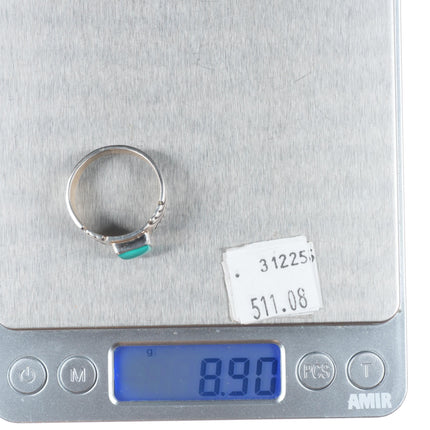 sz11 Steve Yellowhorse Navajo sterling silver turquoise chiseled band ring