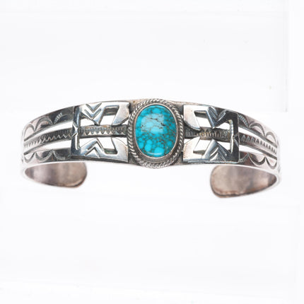 6.5" c1940 Navajo Ingot/Sterling silver Lone Mountain turquoise cuff bracelet