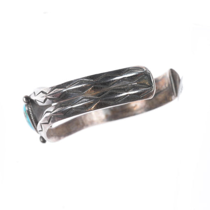 6.5" c1940's Navajo carinated sterling silver high grade turquoise cuff bracelet
