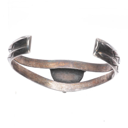 6.5" c1940's Navajo carinated sterling silver high grade turquoise cuff bracelet