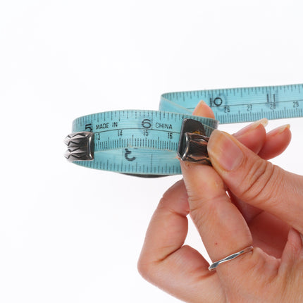 6.5" c1940's Navajo carinated sterling silver high grade turquoise cuff bracelet