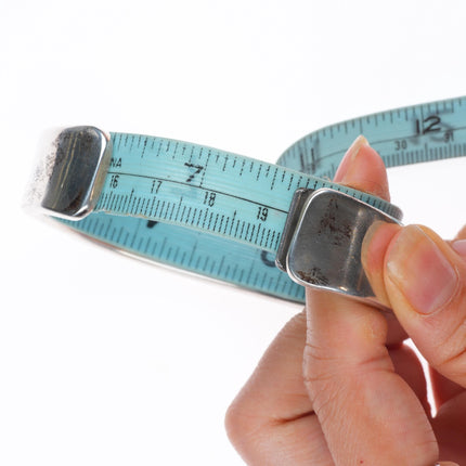 7.5" Heavy Bruce Morgan Navajo sterling silver interior stamped cuff bracelet