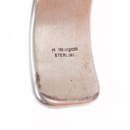 7.5" Heavy Bruce Morgan Navajo sterling silver interior stamped cuff bracelet