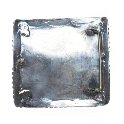 Vintage Navajo Turquoise Mountain Birdseye turquoise sterling silver belt buckle