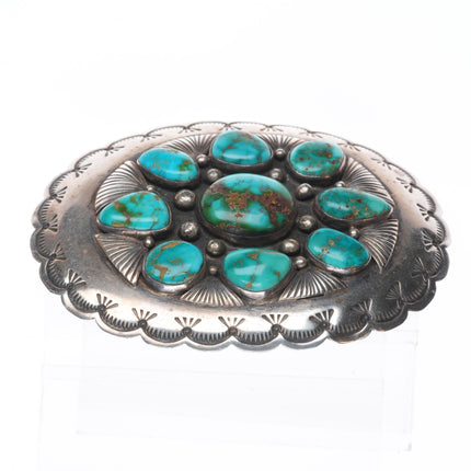 Big BM Navajo High grade Royston turquoise sterling silver belt buckle