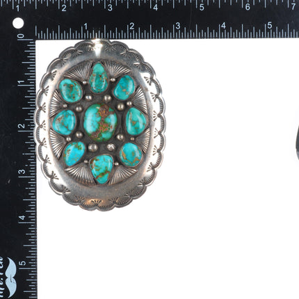 Big BM Navajo High grade Royston turquoise sterling silver belt buckle
