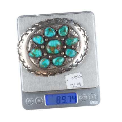 Big BM Navajo High grade Royston turquoise sterling silver belt buckle