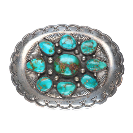 Big BM Navajo High grade Royston turquoise sterling silver belt buckle