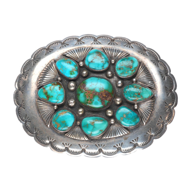 Big BM Navajo High grade Royston turquoise sterling silver belt buckle