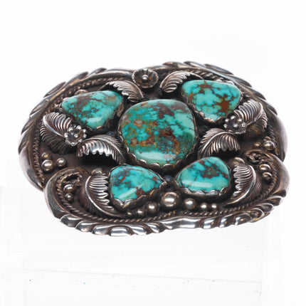 Big Les Baker shop High grade turquoise southwestern sterling silver belt buckle