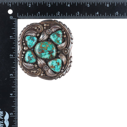 Big Les Baker shop High grade turquoise southwestern sterling silver belt buckle
