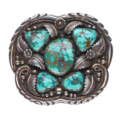Big Les Baker shop High grade turquoise southwestern sterling silver belt buckle