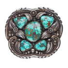 Big Les Baker shop High grade turquoise southwestern sterling silver belt buckle