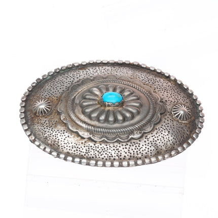Vintage Navajo sterling silver, turquoise concho center belt buckle