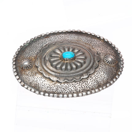 Vintage Navajo sterling silver, turquoise concho center belt buckle