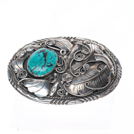GW Vintage Navajo sterling silver belt buckle with turquoise