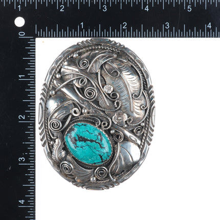 GW Vintage Navajo sterling silver belt buckle with turquoise