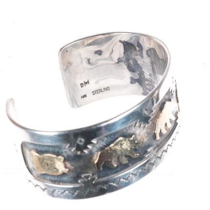 8.5" Dina Huntinghorse 14k gold/sterling silver Native American cuff bracelet