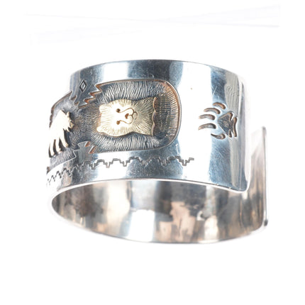 8.5" Dina Huntinghorse 14k gold/sterling silver Native American cuff bracelet