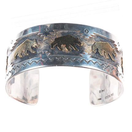 8.5" Dina Huntinghorse 14k gold/sterling silver Native American cuff bracelet
