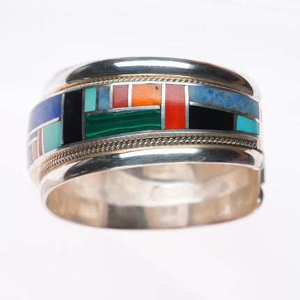 6.75" Rickell & Glendora Booqua Zuni sterling silver channel inlay cuff bracelet